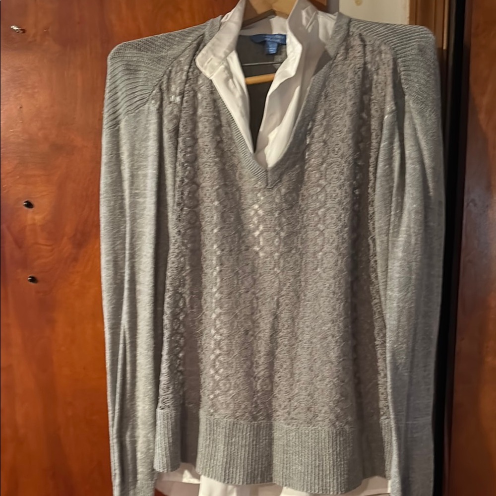 Simply Vera Vera Wang Gray V-Neck Sweater